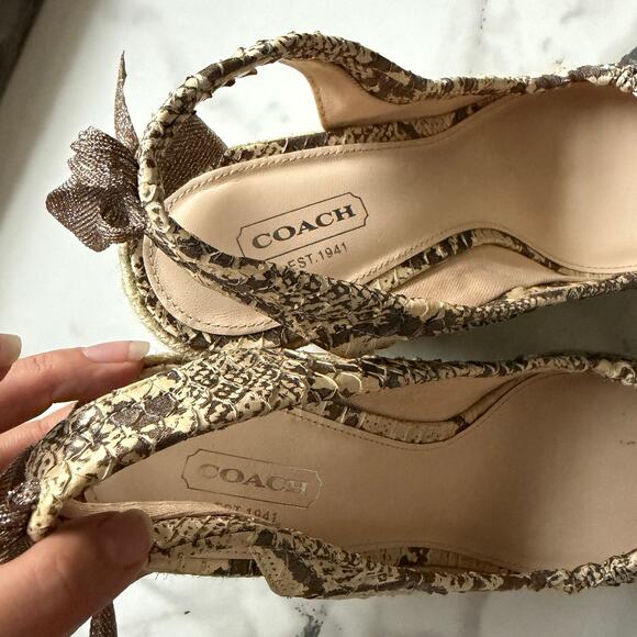 NEW Coach Maritza Snakeskin Leather Espadrille Wedges Size 7 - Picture 6 of 8
